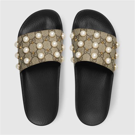 gucci pearl slides saks|cheapest Gucci slides.